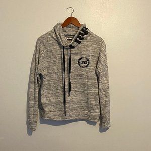 Grey and white print high neck sweater